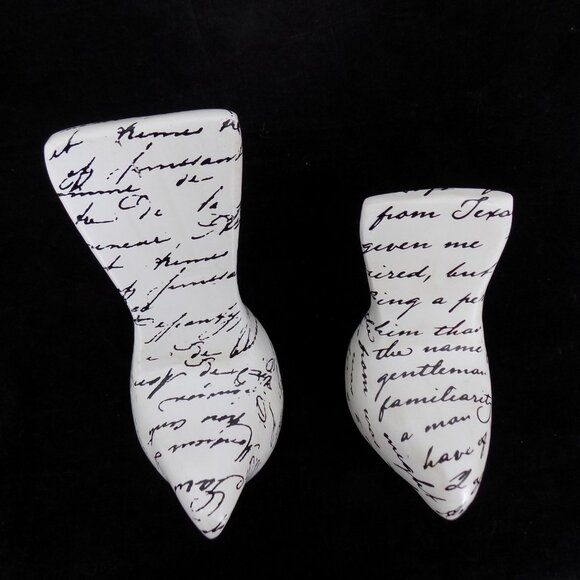 Set of 2 Ashland Black White Cursive Words Bird Blush Romance Decor New w/Flaws - Picture 10 of 12